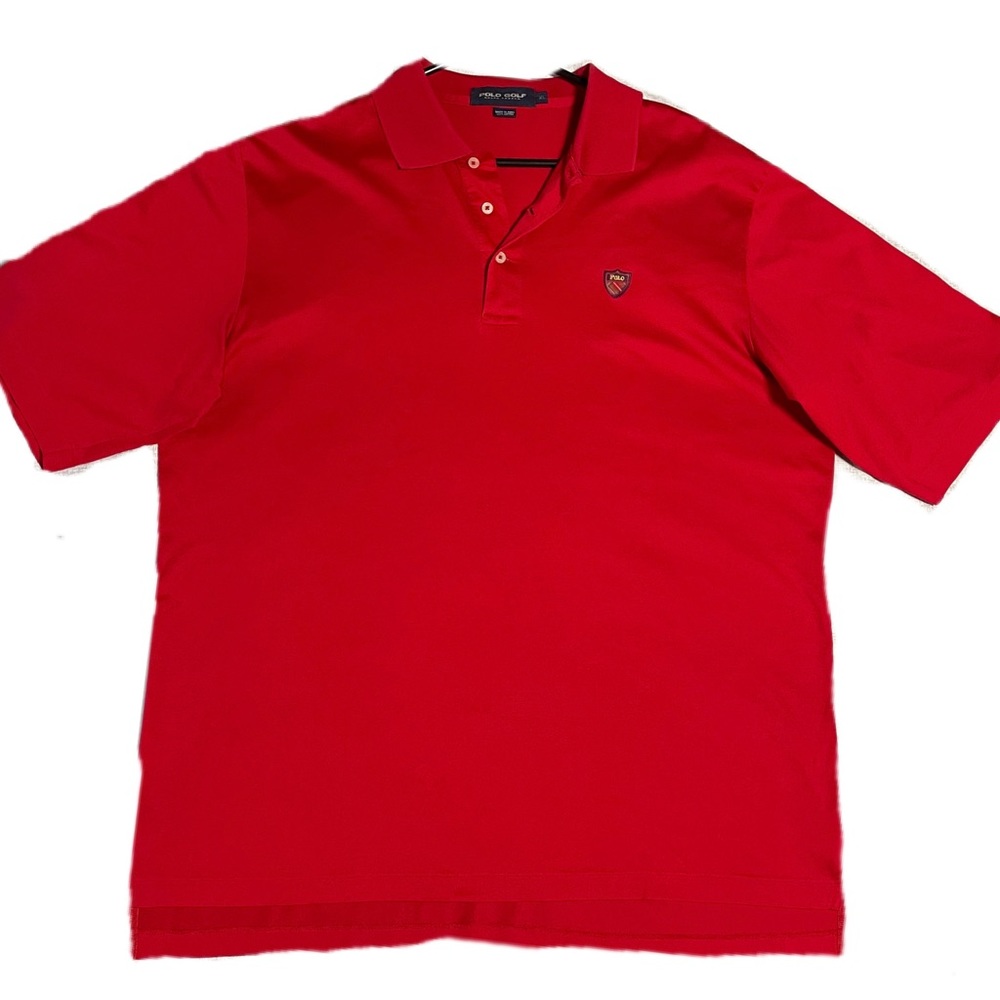 Polo Ralph Lauren Men's Red Golf Crest Logo Short Sleeve Polo Shirt Size XL